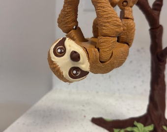 Sloth with his Tree, fully flexible and posable