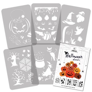 Set of 5 pcs. Stencils - HALLOWEEN - Reusable, Plastic Template for DIY Craft