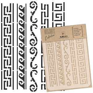 Stencil in plastica riutilizzabile fai da te / A3 A4 A5 / ORNAMENTI GRECI / Artigianato - Mobili - Scrapbooking - Decoupage