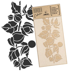 Riutilizzabile stencil da parete in plastica // Bordo - Bordura // Fiore della Lanterna Cinese // Decorazione murale