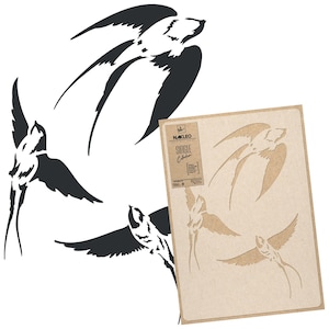 Large Wall Stencil for Painting - Swallows - Reusable, Plastic Template for DIY Craft - Floor, Stenciling, Art, Decor