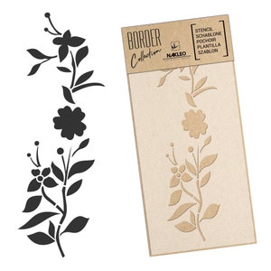 Riutilizzabile stencil da parete in plastica // Bordo - Bordura // Fiori // Decorazione murale