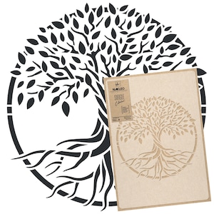 Stencil da parete in plastica riutilizzabile per bambini // 43x64cm o 59x95cm // Cerchio dell'Albero della Vita