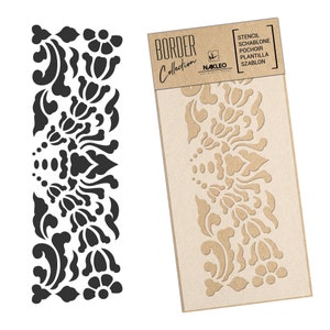 Riutilizzabile stencil da parete in plastica // Bordo - Bordura // Fiori romani // Decorazione murale