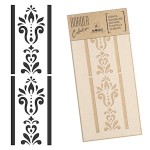 Riutilizzabile stencil da parete in plastica // Bordo - Bordura // ORNAMENTO DAMASCO #2// Decorazione murale