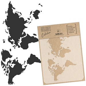 Plástico reutilizable DIY STENCIL // A3 A4 A5 Mapa del mundo Craft // Artesanía - Muebles - Álbum de recortes - Decoupage