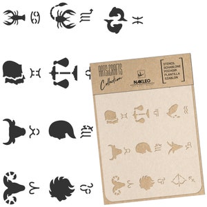 Stencil in plastica riutilizzabile fai da te / A3 A4 A5 / SEGNI ZODIACALI / Artigianato - Mobili - Scrapbooking - Decoupage