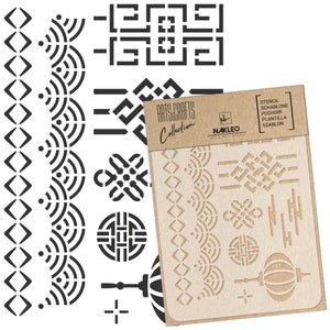 Stencil in plastica riutilizzabile fai da te / A3 A4 A5 / ORNAMENTI CINESI / Artigianato - Mobili - Scrapbooking - Decoupage