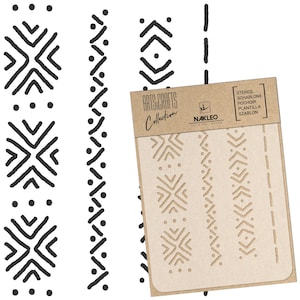 NAKLEO Fai da te Stencil in Plastica Riutilizzabile - A3 A4 A5 - Panno Di Fango Africano Boho - Arte Artigianato Parete Pittura Modello