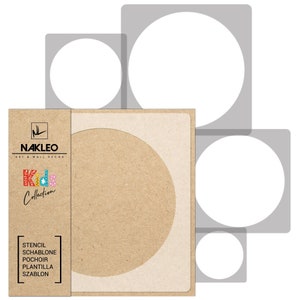 5 pcs CIRCLE Large Wall Stencil for Painting - Reusable, Plastic Template for DIY Craft - Kids, Childrens, Baby Room Decor