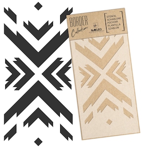 Riutilizzabile stencil da parete in plastica // Bordo - Bordura // GEOMETRIA AZTEC // Decorazione murale