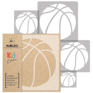 5 pcs BASKETBALL Large Wall Stencil for Painting - Reusable, Plastic Template for DIY Craft - Kids, Childrens, Baby Room Decor