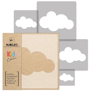 5 pcs CLOUD Large Wall Stencil for Painting - Reusable, Plastic Template for DIY Craft - Kids, Childrens, Baby Room Decor