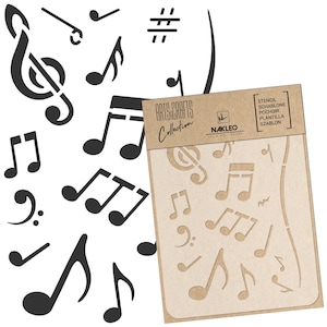 Fai da te Stencil in Plastica Riutilizzabile - A5 A4 A3 - Note Musicali Alti - Arte Artigianato Parete Pittura Modello Scrapbooking