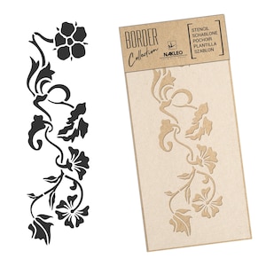Riutilizzabile stencil da parete in plastica // Bordo - Bordura // Striscia floreale // Decorazione murale
