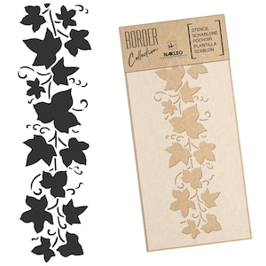 Riutilizzabile stencil da parete in plastica // Bordo - Bordura // EDERA – PIANTA RAMPICANTE // Decorazione murale