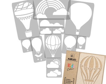 14 Stück wiederverwendbare Kunststoff-Schablonen // Ballon - Wolke // 34cm bis 8cm // Kinderzimmer-Dekorarion // Kinderzimmer-Vorlage