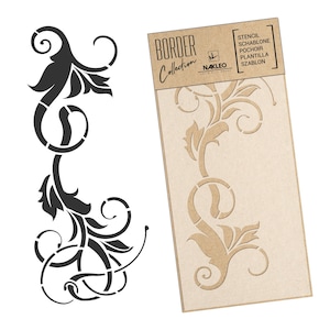 Riutilizzabile stencil da parete in plastica // Bordo - Bordura // Contorto con fiori // Decorazione murale