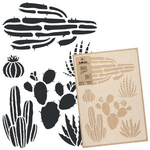 Stencil da parete in plastica riutilizzabile per bambini // 43x64cm o 59x95cm // DESERTO - CACTUS