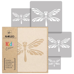 5 pcs DRAGONFLY Large Wall Stencil for Painting - Reusable, Plastic Template for DIY Craft - Kids, Childrens, Baby Room Decor