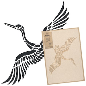 Flying Crane Wall Stencil: Reusable Plastic Template for DIY Decor