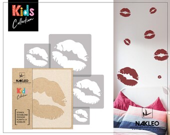 5 pcs Reusable Plastic Stencils // Lips // 34x34cm to 9x9cm // Kids Room Decor // Nursery Template