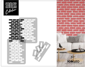 Reusable Plastic Wall Stencil // 65x95cm [24.6" x 37.4"] // Brick Wall // Seamless Repetitive Allover Pattern Template