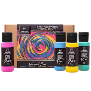 Akrylfärgsset: 4 livfulla matta färger (60 ml)