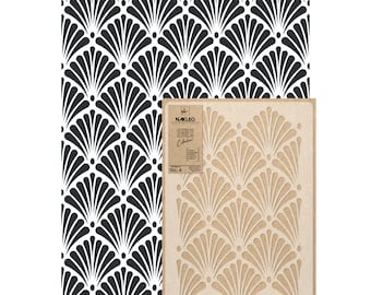Geometrisch wiederverwendbare Wandschablone aus Kunststoff // 65x95cm // ART DECO PALM // Nahtlos Repetitive Allover Muster Vorlage