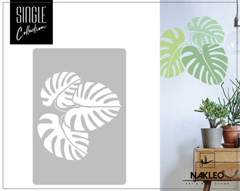 Herbruikbare plastic muurstencil / / 45x65cm [17,7 "x 24,6"] of 65x95cm [24,6 "x 37,4"] / Monstera - Palmblad - Tropisch / Craft Mylar Sjabloon