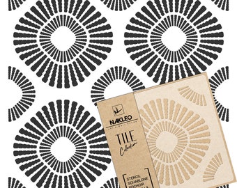 Olmos Geometric Tile Stencil: Modern Rounded Square, Reusable Plastic Template