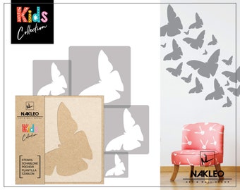 5 Stück wiederverwendbare Kunststoff-Schablonen // Schmetterling #2 // 34x34cm bis 9x9cm // Kinderzimmer-Dekorarion // Kinderzimmer-Vorlage
