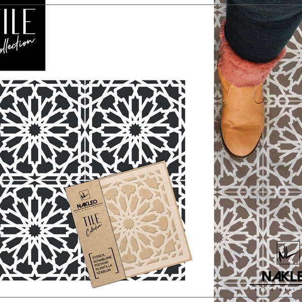 VILAR Tile Reusable Plastic Stencil // Moroccan Geometric // Floor Wall