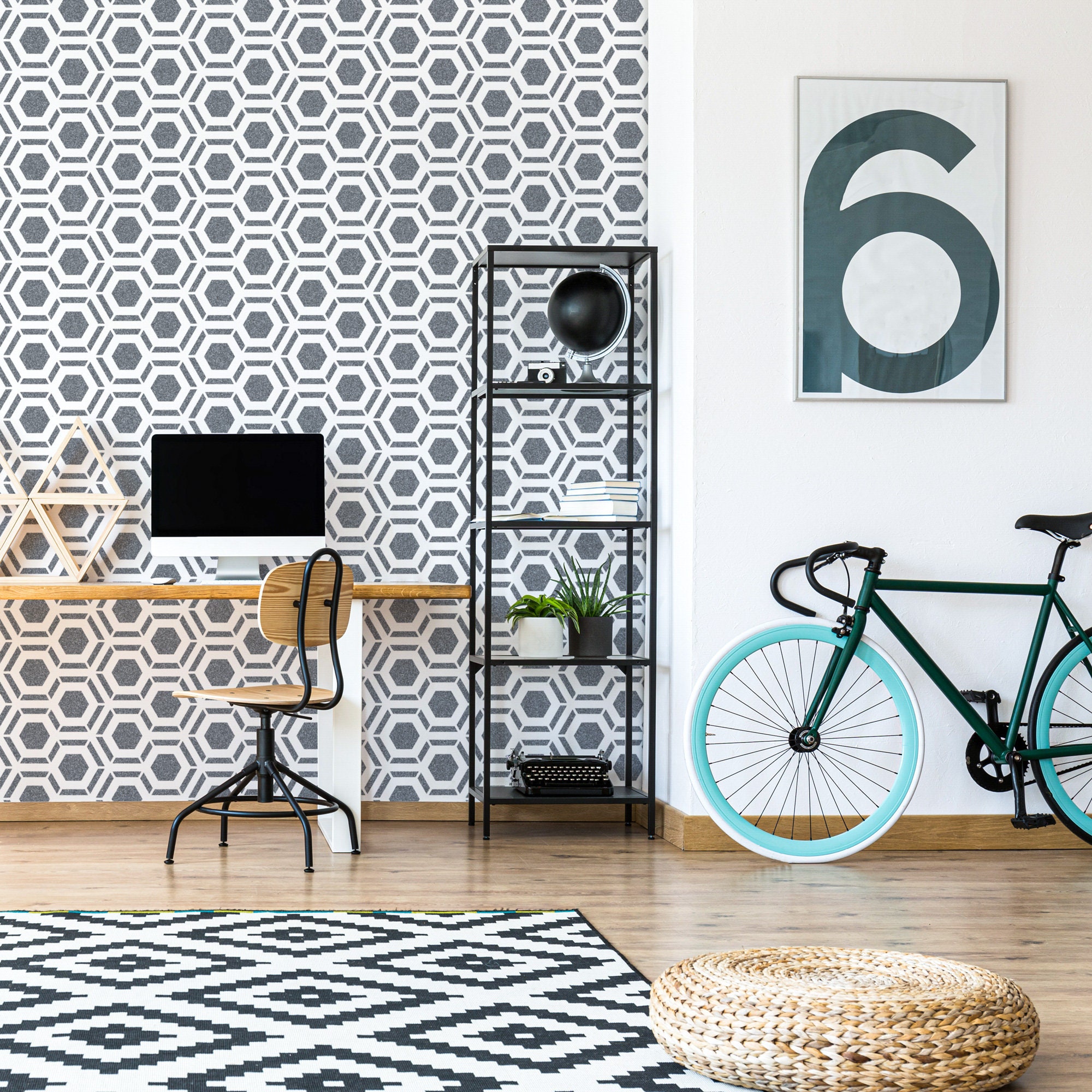 Hicks Hexagon Wall Stencil: Large Geometric Reusable Template (59x95 Cm ...