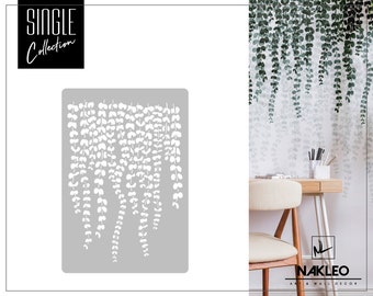 Reusable Plastic Wall Stencil // 43x64cm [16.9" x 25.1"] or 59x95cm [23.3" x 37.4"] // Hanging Leaves // Craft Mylar Template