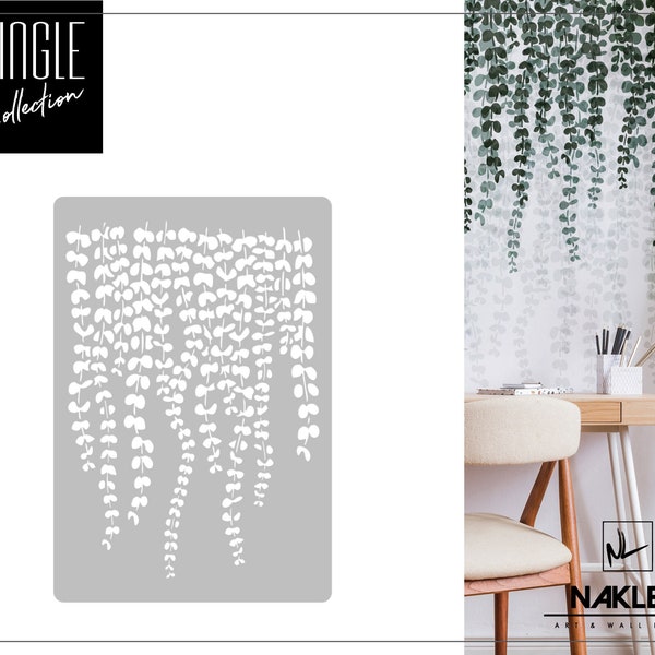 Reusable Plastic Wall Stencil // 43x64cm [16.9" x 25.1"] or 59x95cm [23.3" x 37.4"] // Hanging Leaves // Craft Mylar Template