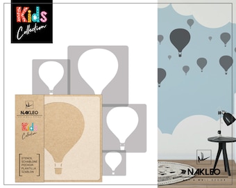 5 pcs Reusable Plastic Stencils // Hot Air Balloon  - Balloon // 34x34cm to 9x9cm // Kids Room Decor // Nursery Template