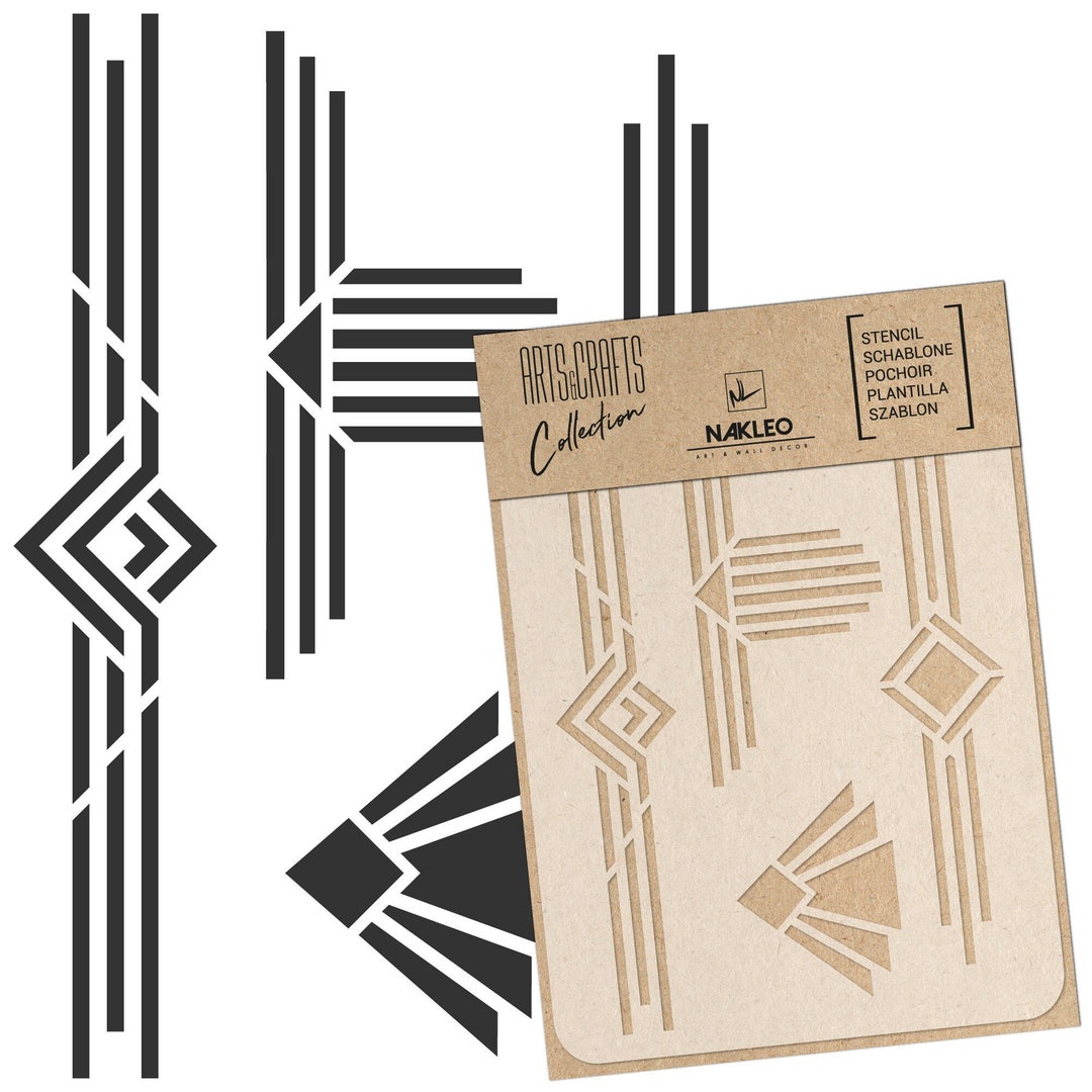 thumbnail image 2 of NAKLEO Border Large Wall Stencil 17,7\"x37\", Art Nouveau Ornament Pattern, Reusable Plastic Template, Painting Stripe DIY Art And Craft Home Decor, Fabric Furniture Wood Paper Patio 2 of 14