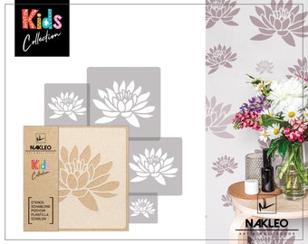 5 pcs Reusable Plastic Stencils // LOTUS FLOWER // 34x34cm to 9x9cm // Kids Room Decor // Nursery Template