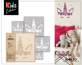 5 pcs Reusable Plastic Stencils // UNICORN #3 // 34x34cm to 9x9cm // Kids Room Decor // Nursery Template