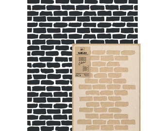 Wiederverwendbare Wandschablone aus Kunststoff // 65x95cm // Brick Wall - Ziegelwand // Nahtlos Repetitive Allover Muster Vorlage