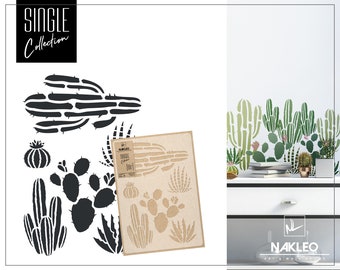 Reusable Plastic Wall Stencil // 43x64cm (approx. 16.9″ x 25.2″) or 59x95cm (approx. 23.2″ x 37.4″) // DESERT - CACTUSES