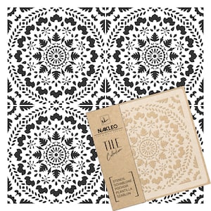 Tile Painting Stencil - 20x20 cm to 60x60 cm - Caria Spanish Moorish Flower Moroccan - Plastic Reusable Floor Template
