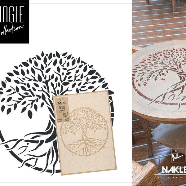 Reusable Plastic Wall Stencil // 43x64cm (approx. 16.9″ x 25.2″) or 59x95cm (approx. 23.2″ x 37.4″) // Tree of Life Circle