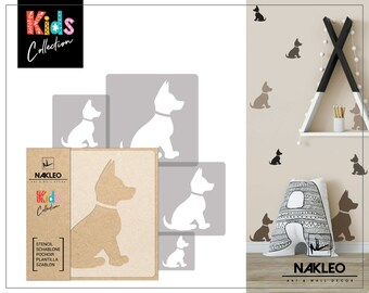 5 pcs Reusable Plastic Stencils // DOGS // 34x34cm to 9x9cm // Kids Room Decor // Nursery Template