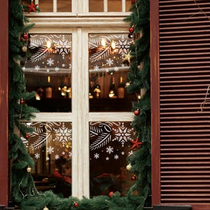 NAKLEO Reusable Christmas Window Stencil - Snowflake & Tree Patterns For Artificial Snow Spray (Large 23.2x37.4") - View #9
