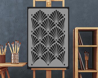 NAKLEO Large Circle Rays Geometric Wall Stencil - 23" X 37", Reusable Plastic Template For Painting - View #9