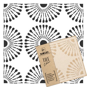 Tile Painting Stencil - 10x10 cm to 60x60 cm - Alicante Dandelion Circle Floral - Plastic Reusable Floor Patio Template