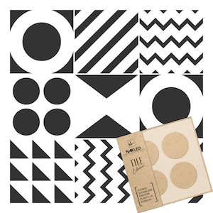 Tile Painting Stencil - 10x10 cm to 60x60 cm - Tarouca Abstract Geometry Modern - Plastic Reusable Floor - 6 pcs set