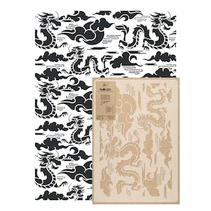 Chinese Dragon Wall Stencil: Reusable Chinoiserie Template (59x95 cm)